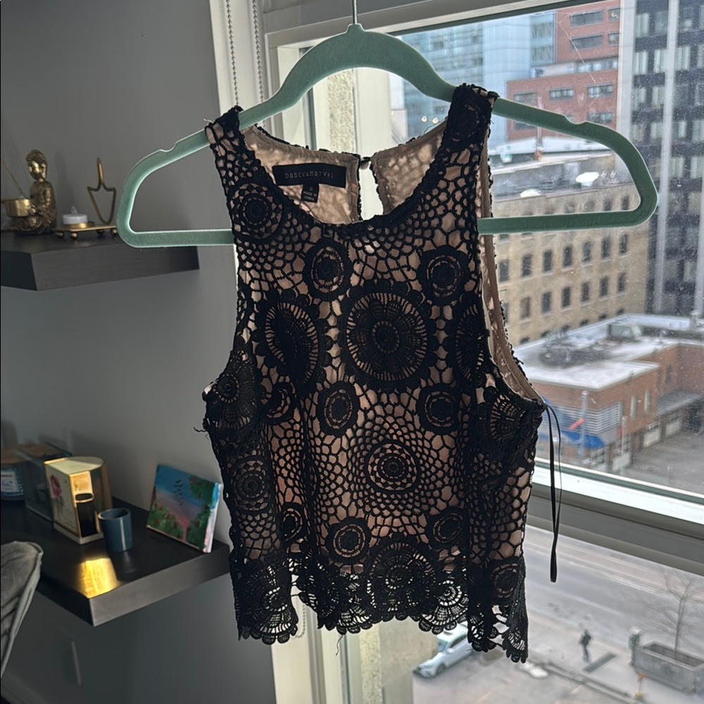 Dance & Marvel Black Lace Women's Top